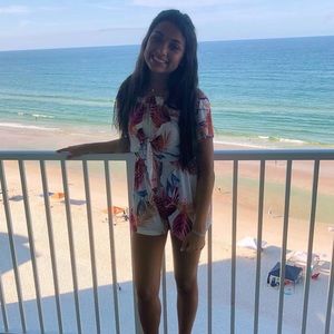 Tropical print romper